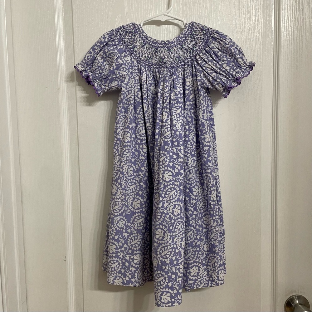 Delaney Purple and White Smocked Florals Delicate Design Dress Size 4